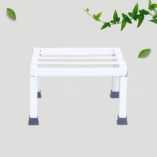 Green Gardenia Thick Metal Plant Stand for Balcony (Square) (Set of 1, White) Plant Container Set