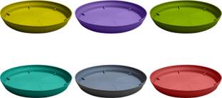 Symbelle Pack of 6 Multicolor Plant Trays (8 inch) – Lightweight & Waterproof Saucer | Plant Container Set