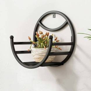 ICON CREATION Wall Mounted Hanging Planter Rack Flower Pot Stand Plant Holder (Black) Plant Container Set
