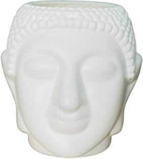 RSAL 7 INCH Buddha Plastic White Flower Pot for Home Decor, Washroom and Office Decor Plant Container Set