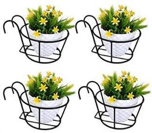 JNCRAFTS Planter Flower Pot Holder Basket Iron for Balcony,Garden, Plant Container Set