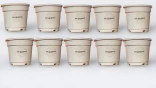 Mr.Organic UV STABILIZED 4 Inch Milky White Pot for Indoor and Outdoor Gardenin Plant Container Set