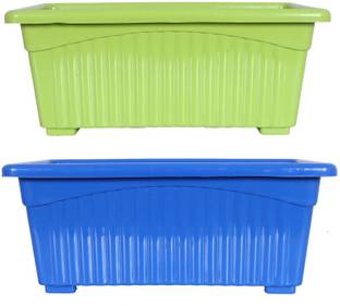 RR साह Rectangular Jupiter Plastic Window Pot Flower Planter for Home & Garden 14 Inch प्लांट कंटेनर सेट