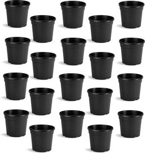 Garden's Need 6.1-Inch (15.49 cm) Nursery Flower Pot | Round Shape, Set of 20, Black Plant Container Set