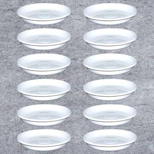 RGDECOR 8 Inch-12 White Pot Plate Bottom Tray Plant Tray Flower Pot Base Pot Tray Saucer Plant Container Set