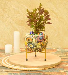 SONE KEY CHIDIYA Handmade Pitalnagi Meenakari Pots N Planter/Home/Indoor/Outdoor/Plant Container Plant Container Set