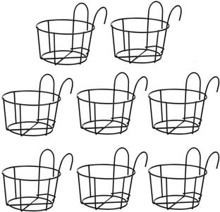PRIME KRAFTS Round Railing Planters Balcony Garden Fence Hanging Planter for Indoor & Outdoor Plant Container Set