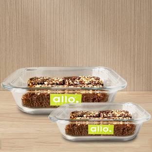 Allo Borosilcate Square Glass Baking Dish, Baking Tray, Microwave Safe, 900, 1800ml Baking Dish