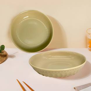 Lemon Tree Ceramic Round Serving Plate for Salad, Pasta, Snack | Platters for Serving | Dinner Plate