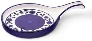 Claymistry Ceramic Floral Serving Platter with handle for snack, Dishwasher,Microwave safe Tray