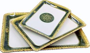 Perfectdine Melamine Serving Tray Set Of 3, Serving For Kitchen Dinning Dishes, Tea, Etc Tray