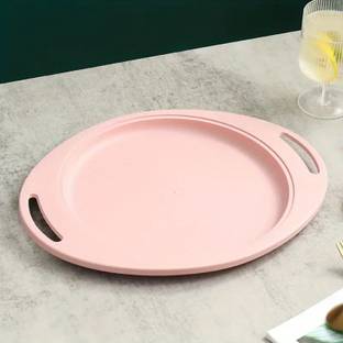 KitchEase 13.38'' Wheat Straw Oval Tray with Handle - Eco-Friendly Serving Party Platter Pizza Tray