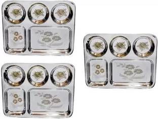 FABTOUCH PACK OF 3 BHOJAN THALI IT GIVES BEST QUALITY Sectioned Plate