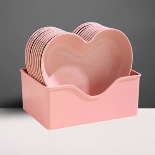 UniKart Heart Shape Dessert|Appetizer|Salad|Snack Plastic Plates - Party, Serving,Dinner Quarter Plate