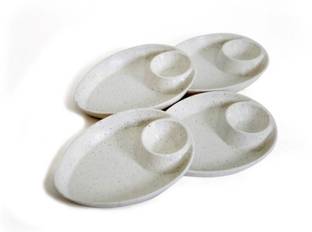 Dinebest White & Black Melamine Chip & Dip Tray Chip & Dip Tray