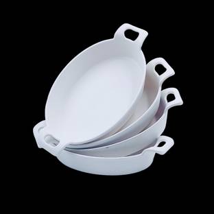 Perfectdine Melamine Oval Platter Serving Tray White Muti-Purpose Dishes For Parties Sizzler Tray