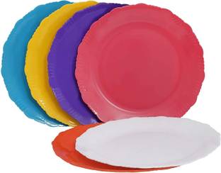 Cutting EDGE English Pastel Designer Plastic Plates Multicolor - Set of 6 Dinner Plates for Families | Daily Use | Parties | Unbreakable | Kid Friendly | Microwave Safe | Dishwasher Safe | (Fancy) Dinner Plate