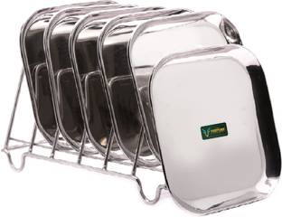 FORTUNA KITCHENWARE Set of 6, Heavy Gauge Dinner/ Square Plates Laser Print-Diameter: 10 Inches Dinner Plate
