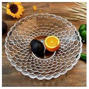 MDNSHO Transparent Crystal Glass Bubble Fruit Bowl Plate Serving Tray 24.5 cm, Pack of 1 Tray