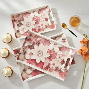 UPC Melamine Serving Tray, Set of 3 (Small, Medium and Large Size), Multicolor Tray