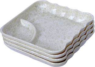 SAYC Melamine Unbreakable Snacks Plates for Multipurpose Uses (20.3 CM Set 6) (White) Quarter Plate