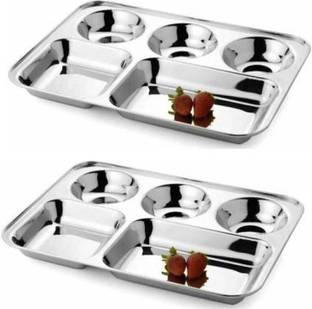 Cuttales BHOJAN THALI SET OF 2 PIECES 5 COMPARTMENTS EACH Dinner Plate