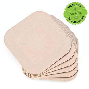 Eha Earth Friendly Picnic Plates | 9 Inch | Made with Bamboo Fibers & Rice Husk Half Plate