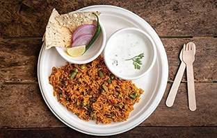 SWHF 100% Bio-degradable Compostable Round Disposable Eco-Friendly Plate Dinner Plate