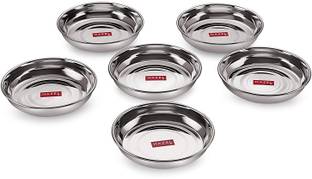 HAZEL Designer Stainless Steel Dishes / Plates - 6 Pcs Set, Quarter Plate