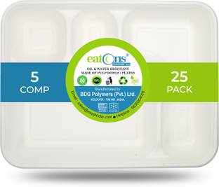 EATONS Disposable Plates for Party and Travel - Bhojan Thali - Eco Friendly Dinner Plate