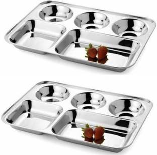 Cuttales BHOJAN THALI SET OF 2 PIECES 5 COMPARTMENTS EACH Dinner Plate