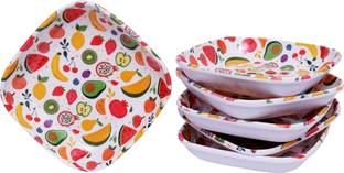 QUTAR Melamine Square 6 Inch Snacks Plate set Quarter Plate