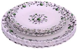 Feast SMART MODEL NO-(502) FULL(10 INCH) AND HALF (7 INCH) DINNER PLATE SET 12 PCS, 6 PCS FULL PLATE AND 6 PCS HALF PLATE OF MELAMINE Dinner Plate