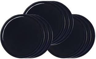 Kanha Black Plastic Plates,Daily Use, Best for Parties, Kid Friendly Diameter 28 cm Dinner Plate