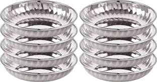 SHINI LIFESTYLE Steel Bowl Set, steel plate, Vati Katori Halwa Plate for Serving Dish Dinner Quarter Plate