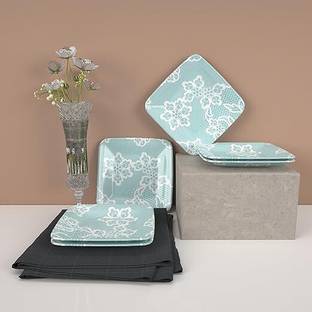 कास्टलाइट Bliss Ocean Eleven Melamin Side Plates Set for Serving Snacks, 7 Inches क्वार्टर प्लेट