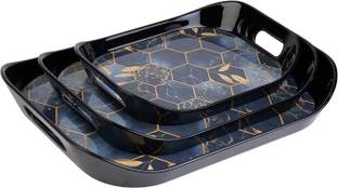 Sorath premium plastic Era Serving Tray Set of 3 Honeycomb Design Tray