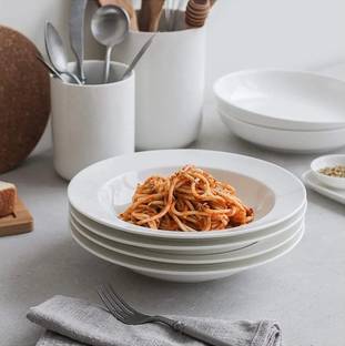 TREANDCARD Deep Plate for Pasta Soup Salads Snacks Porcelain White (22 CM) Dinner Plate