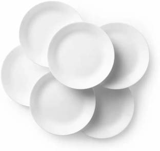 Everbuy Odorless Gloss Finish Stackable BPA Free Microwave Safe and Unbreakable Round White Half Plates Snacks Plate Appetizer Plate Breakfast Plate For Home and Restaurant (7.5 inches) Half Plate