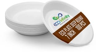 Eco Infinity Nurturing Future Eco-Friendly Biodegradable 7-Inch Deep Round Disposal Plate for Serving Foods Dinner Plate