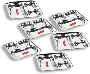 Cuttales Stainless Steel Apple Shape 3 in 1 Compartment Dinner Plate