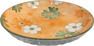 Lemon Tree Ceramic Round Deep Salad/Pasta/Snack Serving Plate, Platters for Serving Snacks Tray