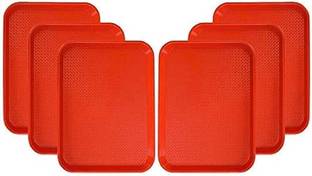 PKMSHO Plastic Serving Trays Set Rectangular Platter/ Large Tray Kitchen Red Tray