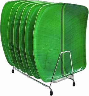 परफेक्टडाइन Melamine Banana Leaf Plate 11inch Square Green Lunch/ डिनर प्लेट