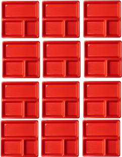 Everbuy Premium Quality Dishwasher Safe Unbreakable Lightweight Stackable Food-Grade Virgin Plastic Plate Sectioned Plate