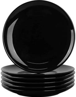 AWICKTIK Plastic Quarter/Half Plates, BPA Free, Food Grade, Set of 1 , Size- 19 cm(Black) Half Plate