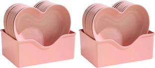 YELONA Heart Shape Dessert|Appetizer|Salad|Snack Plastic Plates - Party, Serving,Dinner Quarter Plate
