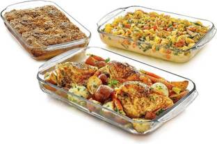 SMILERY Borosilicate Baking Dish Rectangular Serving Tray Bowl 1000ML 1600ML2200ML Baking Dish