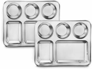 Classic Essentials Stainless Steel 5 in 1 Compartments Bhojan Thali Dinner Plate