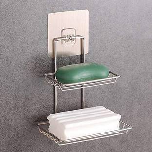 DIYAL ENTERPRISE Wall Mounted Double Layer soap Dish Holder Stainless Steel Wall Hanging Soap